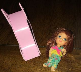 1965 Vintage Mattel Liddle Kiddles Slipsy Sliddle Doll With Pink Slide Asis