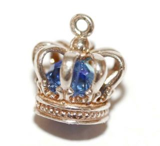 Royal Crown Sterling Silver Crystal Vintage Bracelet Charm With Gift Box 1.  5g