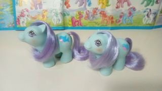 Vintage G1 My Little Pony Newborn Twins Puddles And Peeks Very Cute