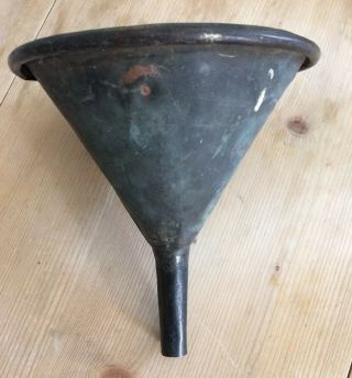 Large Vintage Antique Copper Funnel Rolled Top Auto Tools Brewing Farm Kitchen