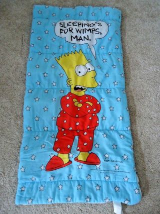 Bart Simpson Sleeping Bag Vintage 1990 The Simpsons