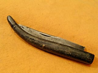Very Old Horn Handle Pocket Knife Antique Folding Knife Vintage Carved Horn