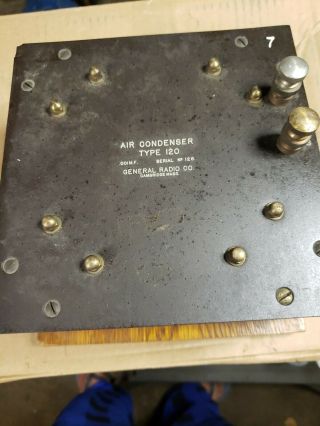 Vintage General Radio Co.  Air Condenser Type 120.  001 M.  F.  In Wood Case.