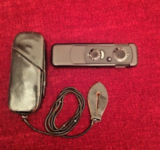 Rare Black Minox Iiis Subminiature Camera With Case And Chain - 1957
