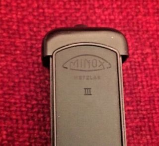 RARE BLACK MINOX IIIs SUBMINIATURE CAMERA WITH CASE AND CHAIN - 1957 3