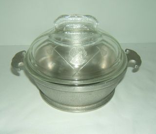 Vintage Guardian Service Cookware 1 Quart Casserole Aluminum Pan Glass Lid Vguc