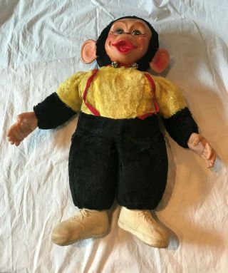 Cute Vintage Stuffed Toy Rubber Face Ears Hands Shoes Zippy Mr Bim Monkey 21 "