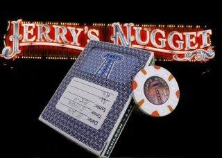 Jerrys Nugget Casino Vintage Las Vegas Blue Cards & $1 Chip