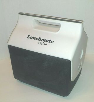 Vtg 1984 Little Playmate Cooler By Igloo Usa Blk White Hard Side 6 Pk Lunchbox
