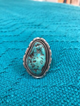 Vintage Navajo/ Zuni Sterling Silver Turquoise Cocktail Ring