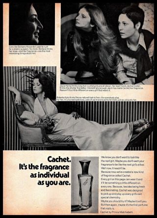 1973 Cachet Perfume By Prince Matchabelli Vintage Print Ad Cologne Fragrance B&w