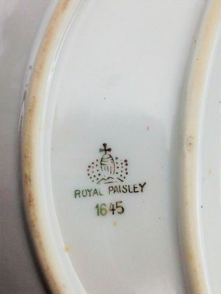 2 Vintage Royal Paisley 1645 Crescent Shape Bone Dishes 3