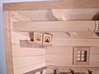 Vintage 3D Diorama Wood Log Cabin Folk Art Wall Hanging Shadow Box 4