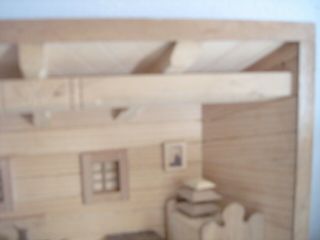 Vintage 3D Diorama Wood Log Cabin Folk Art Wall Hanging Shadow Box 5