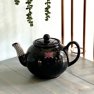 Vintage Pristine England Dark Navy Cobalt Blue Ceramic Teapot 6 Cups