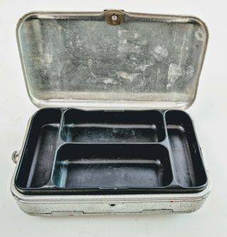 Vintage UMCO P - 9 Fishing Tackle Box Double Sided rust aluminum 5