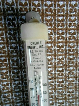 , Vintage Outdoor ' THERMOMETER ' - Credle Equipment,  Inc. ,  Utica,  N Y 3