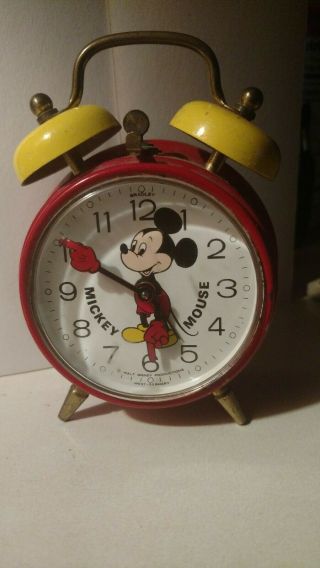 Mickey Mouse Vintage Disney Bradley Germany Double Bell Alarm Clock