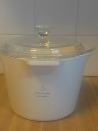 VINTAGE CORNING WARE BLUE CORNFLOWER 4 CUP 32 OZ.  SAUCE MAKER with LID 4