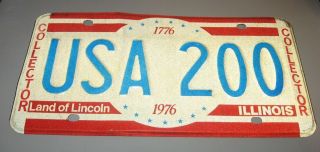 Vintage 1976 Illinois Bicentennial Collector License Plate Usa 200