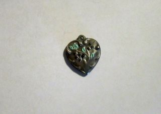 Vintage Sterling Silver Enameled Puffy Heart Charm - Small Flowers