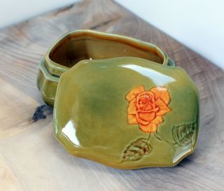 Vintage Wade Irish Porcelain Trinket Box,  Rose.  Rare