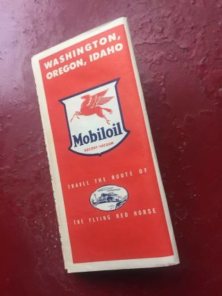 Vintage Mobilgas Mobiloil Service Station Map Of Washington,  Oregon & Idaho