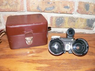 Steinheil Stereo - Redufocus Wide Angle Lens Set W/case For Stereo Realist Camera