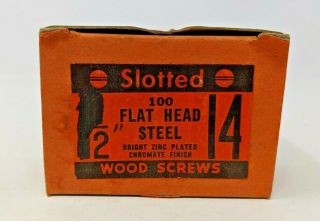 Vintage American Slotted Wood Screws 1 1/2 " By 14 Flat Head Steel 33 Count