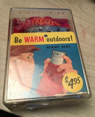 Vintage Jon - E Hand Warmer Giant Size In Plastic Box W/pouch,  Directions Booklet