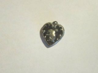 Vintage Sterling Silver Enameled Puffy Heart Charm - Rabbit