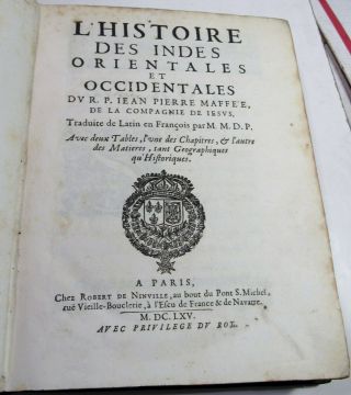 INDES ORIENTALES ET OCCIDENTALES/1665/RARE 1st Ed/GIOVANNI P.  MAFFEI/FINE LEATHER 3