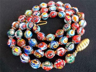 Vtg Millefiori Venetian Art Glass Beads 25 " Necklace Xlnt