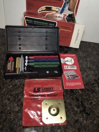 Vintage Lansky Professional Knife Sharpening System 3 Stone Kit Universal Mount