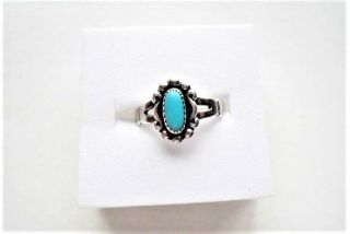 Vintage Signed Bell Trading Post Sterling Silver & Turquoise Ring Sz 4.  5