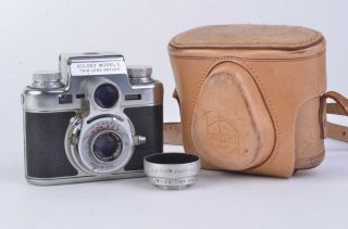 Exc,  Bolsey Model C Tlr Camera W/wollensak 44mm F3.  2,  Leather Case,  Great