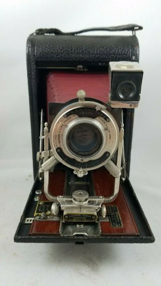 Kodak No.  4 Folding Pocket Kodak Camera (Red Bellows) with Glass Plate Adapter 3