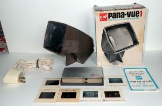 Vtg/gaf Pana - Vue1 2x2 Lighted 35mm Film Slide Viewer W/box,  Pwr Cord/inst/slides
