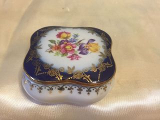 Vintage Pm Martinroda Porcelain Hand Painted Trinket Box Made In Germany