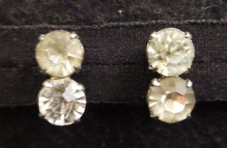 Antique? Art Deco Sterling Silver Marked Clear Rhinestone Or Paste Sb Earrings