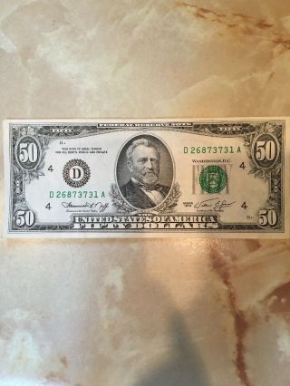 Rare Vintage $50 Dollar Bill Note Crisp