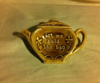 Vintage Made in America Ceramic Teapot Tea Bag Holder - 