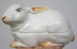 Vintage Porcelain Rabbit Covered Dish Made In Italy (7 1/2 " Length)