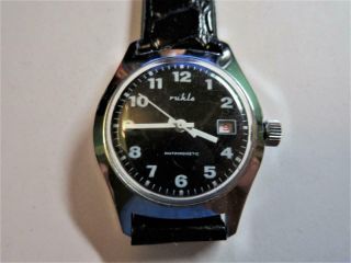 Vintage Ruhla Stainless Steel Hand Wind Electronically Timed Wristwatch,