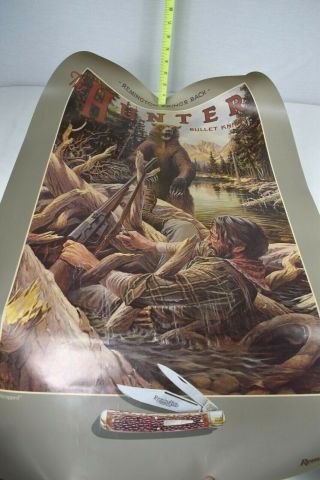 Remington Brings Back The Hunter Bullet Knife " Strapped " Poster L.  W.  Duke 1986