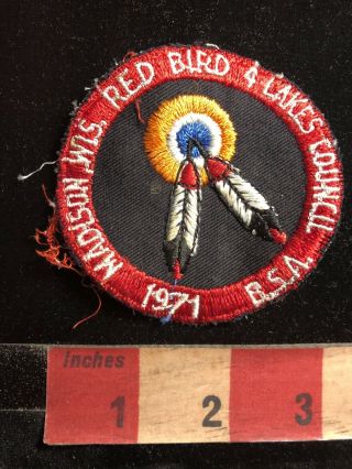 Vintage 1971 Madison Wisconsin Red Birds & 4 Lakes Council Boy Scouts Patch 96u9