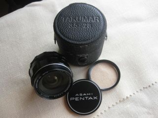 Vintage Asahi Pentax Takumar 1:3.  5 28mm Lens M42 Mount W/case