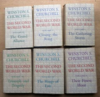 WINSTON CHURCHILL,  THE SECOND WORLD WAR,  6 VOLS,  1st EDITIONS,  SIGNED ? 2