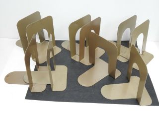 10 Vintage Mid Century Library Bookends 5 Pairs Metal Industrial Book Ends 5½