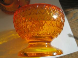 Vtg Viking Glass ORANGE Owl GLIMMER Fairy Lamp MidCentury 2 PC Candle HOLDER - DEF 3
